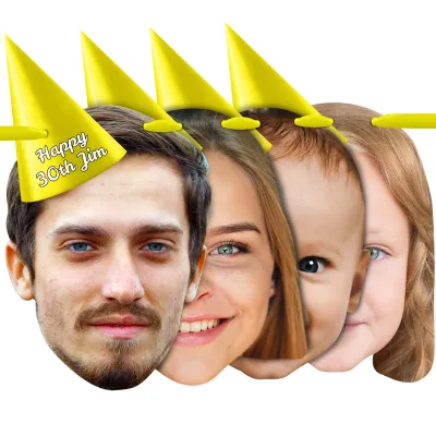 with Hat Theme (Yellow) Finished Bunting 1m (4 Photos) (Personalised with Text)