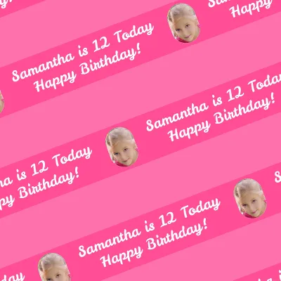 (Striped Design) (Pink) 200cm x 110cm (70gsm) (Personalised with Text)