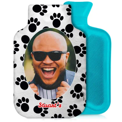2 Litre - Paws Print Soft Velvet Polyester Fabric and Removable Cover (Personalised with Text)