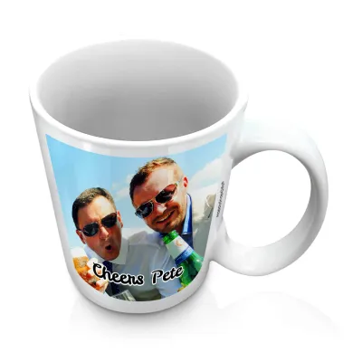 (10oz White) with 1 Photo Printed Front & Back (Personalised with Text)