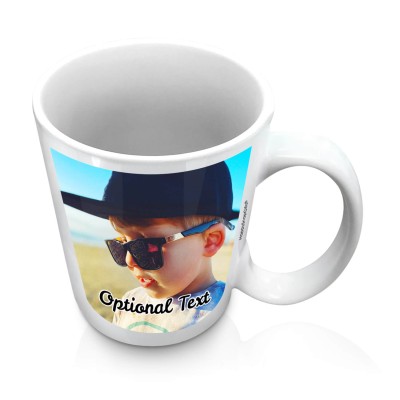 (10oz White) with 2 Photos Printed Front &amp; Back (Personalised with Text)