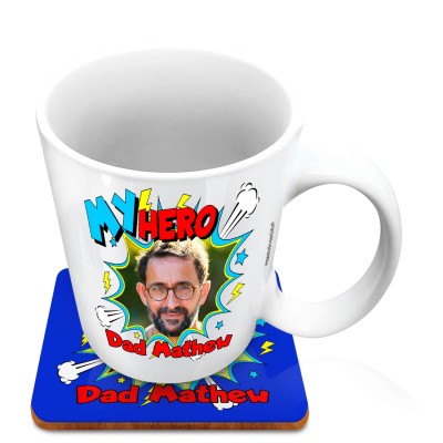 (10oz White) with Thunder & Wind Design (Personalised with Text) with 1 matching Square Coaster