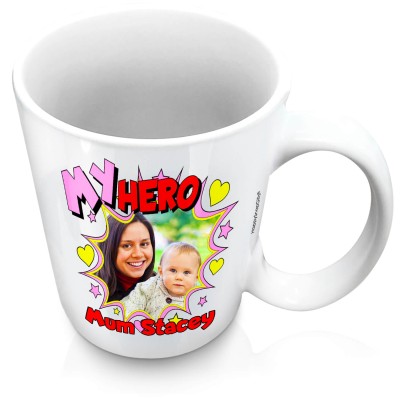 (XL 15oz White) with Hearts & Stars Design (Personalised with Text)