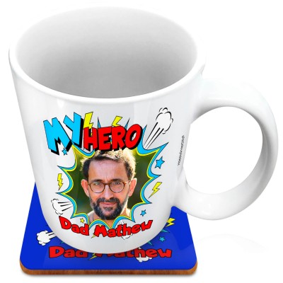(XL 15oz White) with Thunder & Wind Design (Personalised with Text) with 1 matching Square Coaster