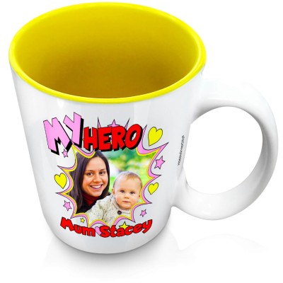 (XL 15oz Yellow) with Hearts & Stars Design (Personalised with Text)