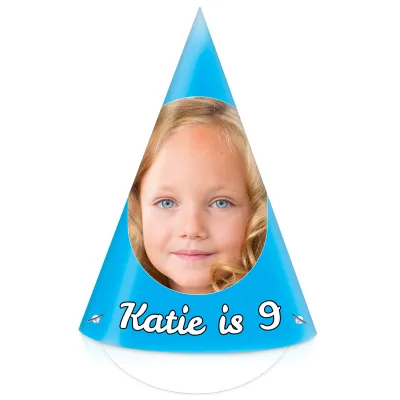 Pack of 10 with Hat Theme (Blue) DIY + Elastics (10 Different Faces) (Personalised with Text)