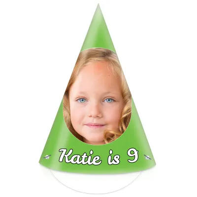 Pack of 10 with Hat Theme (Green) DIY + Elastics (10 Different Faces) (Personalised with Text)