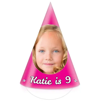 Pack of 10 with Hat Theme (Pink) DIY + Elastics (10 Different Faces) (Personalised with Text)