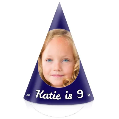 Pack of 10 with Hat Theme (Navy Blue) DIY + Elastics (10 of Same Faces) (Personalised with Text)