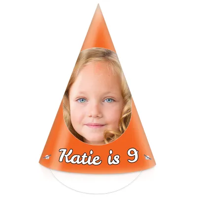 Pack of 10 with Hat Theme (Orange) DIY + Elastics (10 Different Faces) (Personalised with Text)