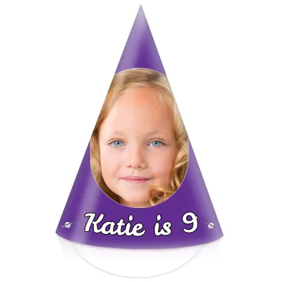 Pack of 10 with Hat Theme (Purple) DIY + Elastics (10 of Same Faces) (Personalised with Text)