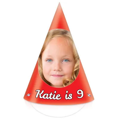 Pack of 10 with Hat Theme (Red) DIY + Elastics (10 of Same Faces) (Personalised with Text)