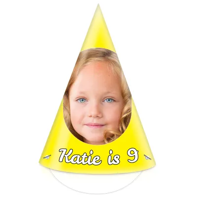 Pack of 10 with Hat Theme (Yellow) DIY + Elastics (10 of Same Faces) (Personalised with Text)