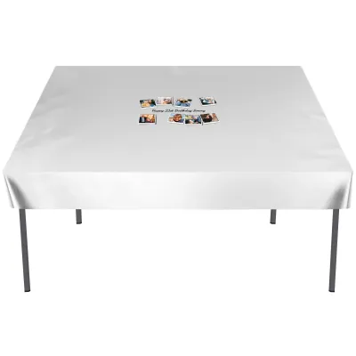 Water Resistant Polyester Fabric with 8 Photos (100cm x 100cm) (Personalised with Text)