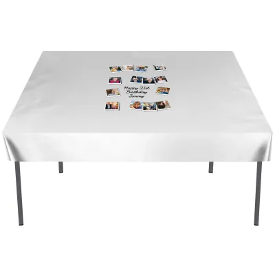 Water Resistant Polyester Fabric with 14 Photos (140cm x 140cm) (Personalised with Text)