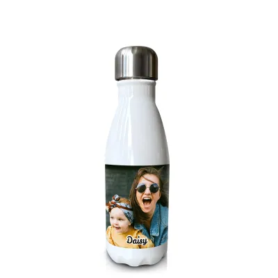 - Single Walled (White Aluminium 500ml) with 1 Wrapped Around Image (Personalised with Text)