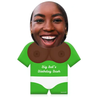 (50cm) Boobs Theme (Dark Skin Tone) Bright Green Soft Velvet Polyester Fabric (Personalised with Text)