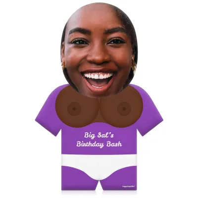 (50cm) Boobs Theme (Dark Skin Tone) Purple Soft Velvet Polyester Fabric (Personalised with Text)