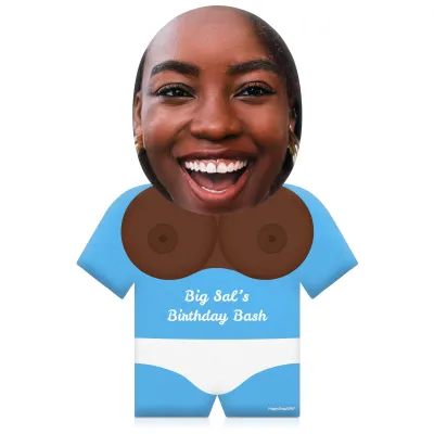 (35cm) Boobs Theme (Dark Skin Tone) Sky Blue Soft Velvet Polyester Fabric (Personalised with Text)