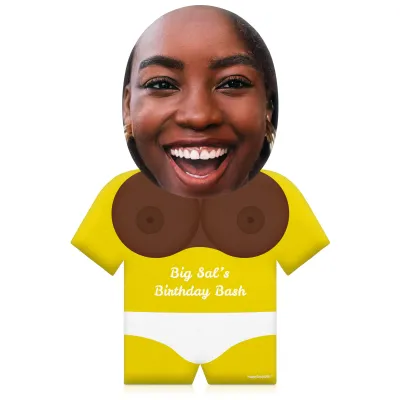 (50cm) Boobs Theme (Dark Skin Tone) Yellow Soft Velvet Polyester Fabric (Personalised with Text)