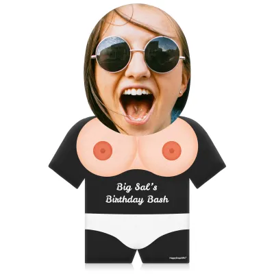 (35cm) Boobs Theme (Light Skin Tone) Black Soft Velvet Polyester Fabric (Personalised with Text)