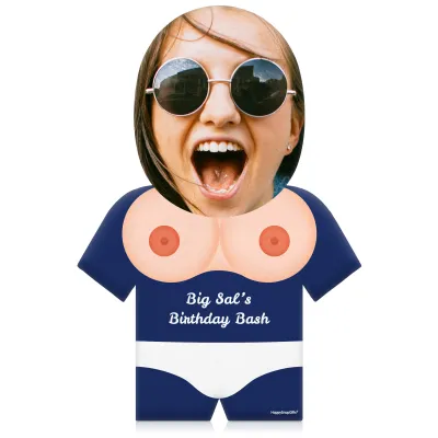 (50cm) Boobs Theme (Light Skin Tone) Navy Blue Soft Velvet Polyester Fabric (Personalised with Text)