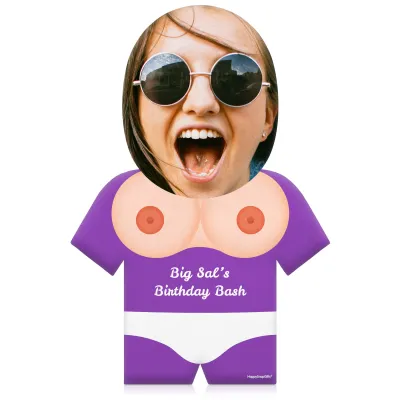 (35cm) Boobs Theme (Light Skin Tone) Purple Soft Velvet Polyester Fabric (Personalised with Text)