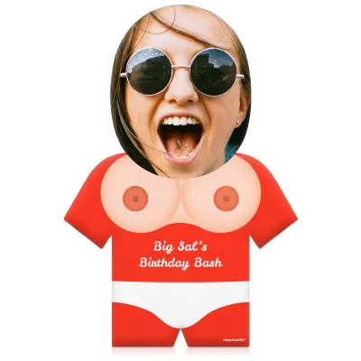 (50cm) Boobs Theme (Light Skin Tone) Red Soft Velvet Polyester Fabric (Personalised with Text)