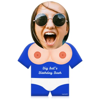 (50cm) Boobs Theme (Light Skin Tone) Royal Blue Soft Velvet Polyester Fabric (Personalised with Text)