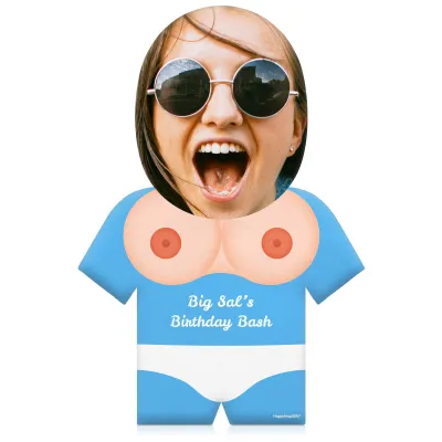 (50cm) Boobs Theme (Light Skin Tone) Sky Blue Soft Velvet Polyester Fabric (Personalised with Text)