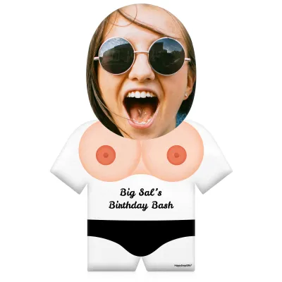 (50cm) Boobs Theme (Light Skin Tone) White Soft Velvet Polyester Fabric (Personalised with Text)