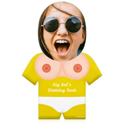 (50cm) Boobs Theme (Light Skin Tone) Yellow Soft Velvet Polyester Fabric (Personalised with Text)