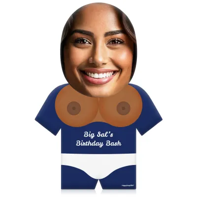 (50cm) Boobs Theme (Mid Skin Tone) Navy Blue Soft Velvet Polyester Fabric (Personalised with Text)