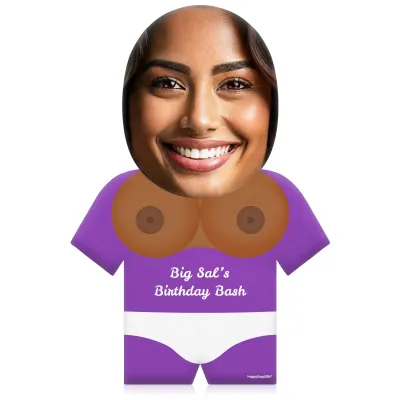 (50cm) Boobs Theme (Mid Skin Tone) Purple Soft Velvet Polyester Fabric (Personalised with Text)