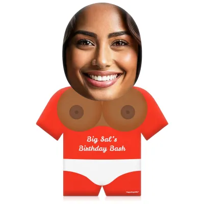 (50cm) Boobs Theme (Mid Skin Tone) Red Soft Velvet Polyester Fabric (Personalised with Text)