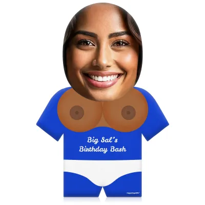 (35cm) Boobs Theme (Mid Skin Tone) Royal Blue Soft Velvet Polyester Fabric (Personalised with Text)