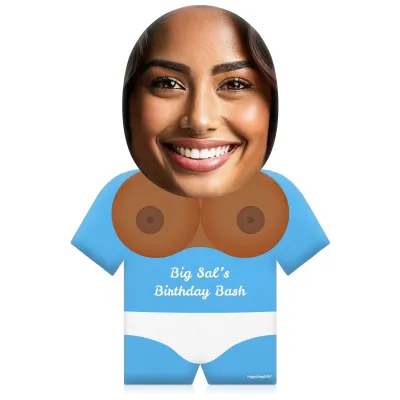 (50cm) Boobs Theme (Mid Skin Tone) Sky Blue Soft Velvet Polyester Fabric (Personalised with Text)