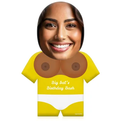 (35cm) Boobs Theme (Mid Skin Tone) Yellow Soft Velvet Polyester Fabric (Personalised with Text)