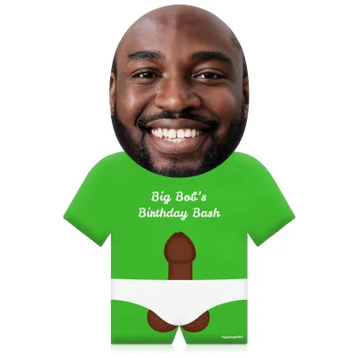 (35cm) Penis Theme (Dark Skin Tone) Bright Green Soft Velvet Polyester Fabric (Personalised with Text)