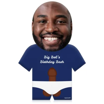 (35cm) Penis Theme (Dark Skin Tone) Navy Blue Soft Velvet Polyester Fabric (Personalised with Text)