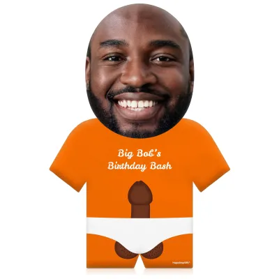 (50cm) Penis Theme (Dark Skin Tone) Burnt Orange Soft Velvet Polyester Fabric (Personalised with Text)