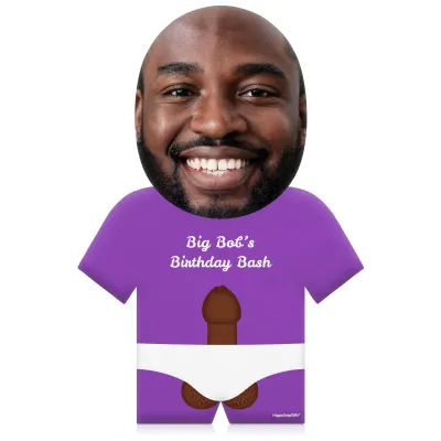 (35cm) Penis Theme (Dark Skin Tone) Purple Soft Velvet Polyester Fabric (Personalised with Text)