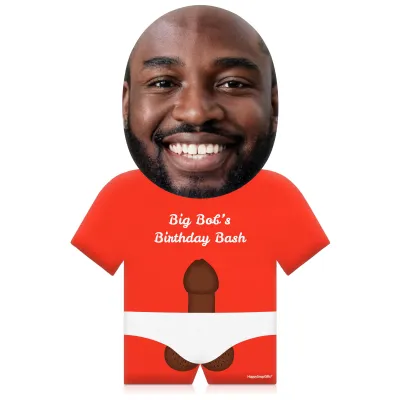 (50cm) Penis Theme (Dark Skin Tone) Red Soft Velvet Polyester Fabric (Personalised with Text)