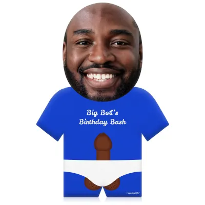 (50cm) Penis Theme (Dark Skin Tone) Royal Blue Soft Velvet Polyester Fabric (Personalised with Text)