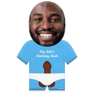 (50cm) Penis Theme (Dark Skin Tone) Sky Blue Soft Velvet Polyester Fabric (Personalised with Text)