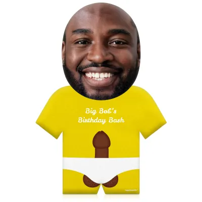 (50cm) Penis Theme (Dark Skin Tone) Yellow Soft Velvet Polyester Fabric (Personalised with Text)