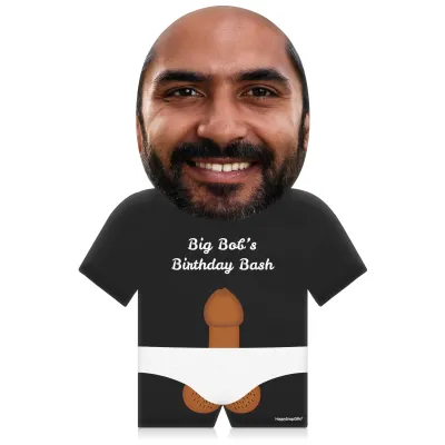 (50cm) Penis Theme (Mid Skin Tone) Black Soft Velvet Polyester Fabric (Personalised with Text)