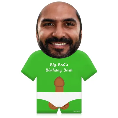 (35cm) Penis Theme (Mid Skin Tone) Bright Green Soft Velvet Polyester Fabric (Personalised with Text)