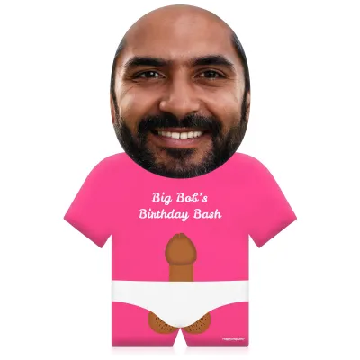 (50cm) Penis Theme (Mid Skin Tone) Hot Pink (Fuchsia) Soft Velvet Polyester Fabric (Personalised with Text)