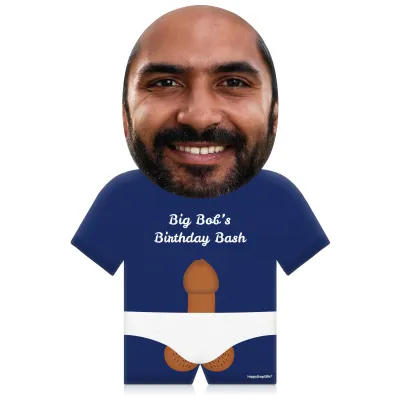 (50cm) Penis Theme (Mid Skin Tone) Navy Blue Soft Velvet Polyester Fabric (Personalised with Text)